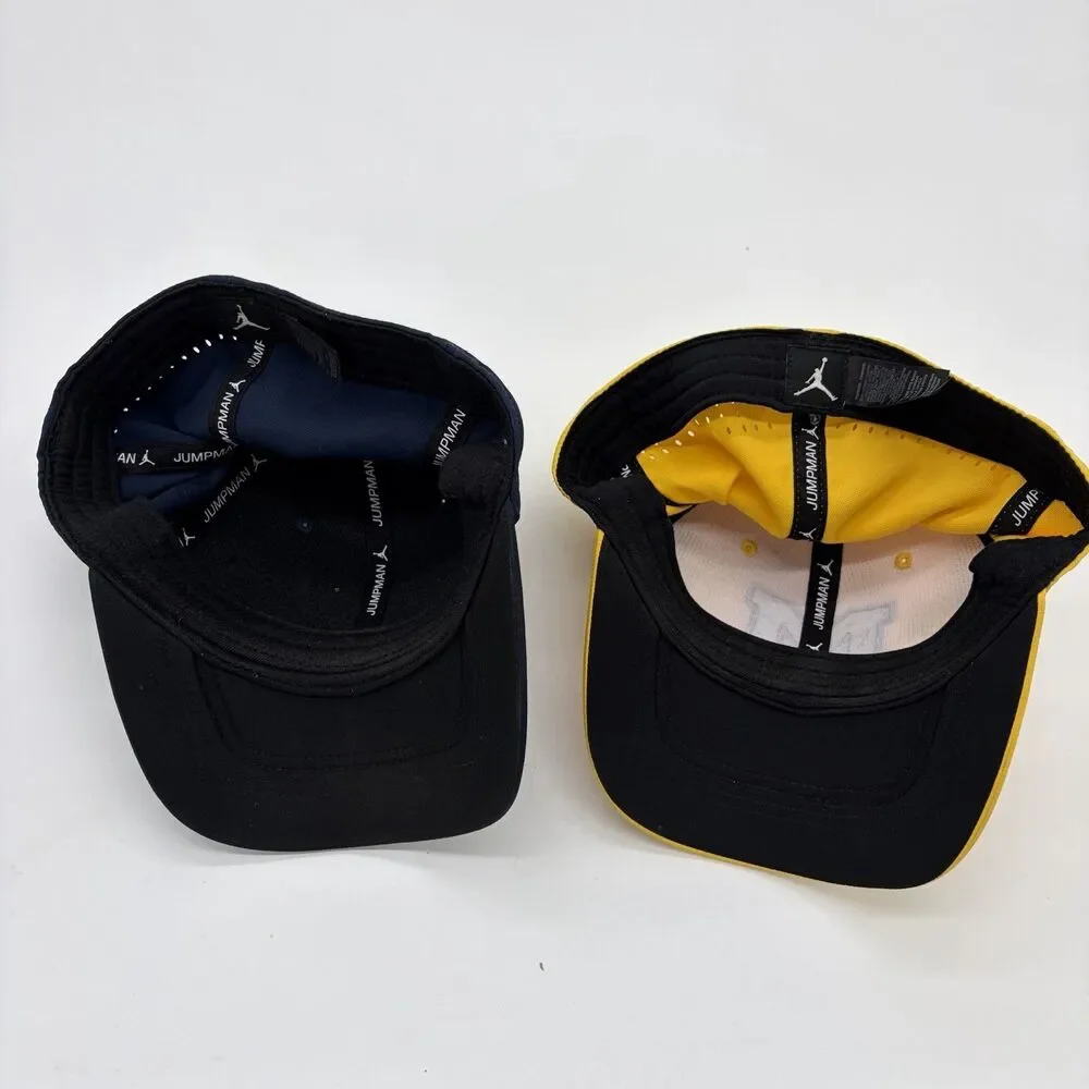 Nike Jordan Michigan Wolverines Dri-FIT Hats Lot of 2 Navy Maize Block M